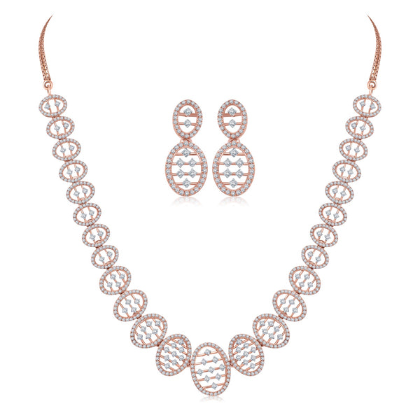Elegant Single Layer Diamond Necklace Set