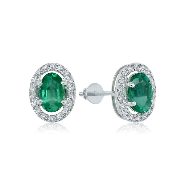 Oval Emerald Diamond Studs