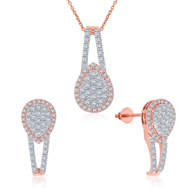 Crescent Moon Diamond Pendant Set
