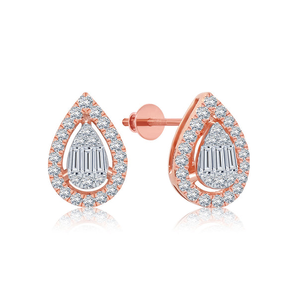 Drop Shaped Glittering Diamond Earrings
