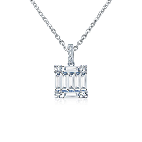 Elegant Baguette Cut Diamond Pendant
