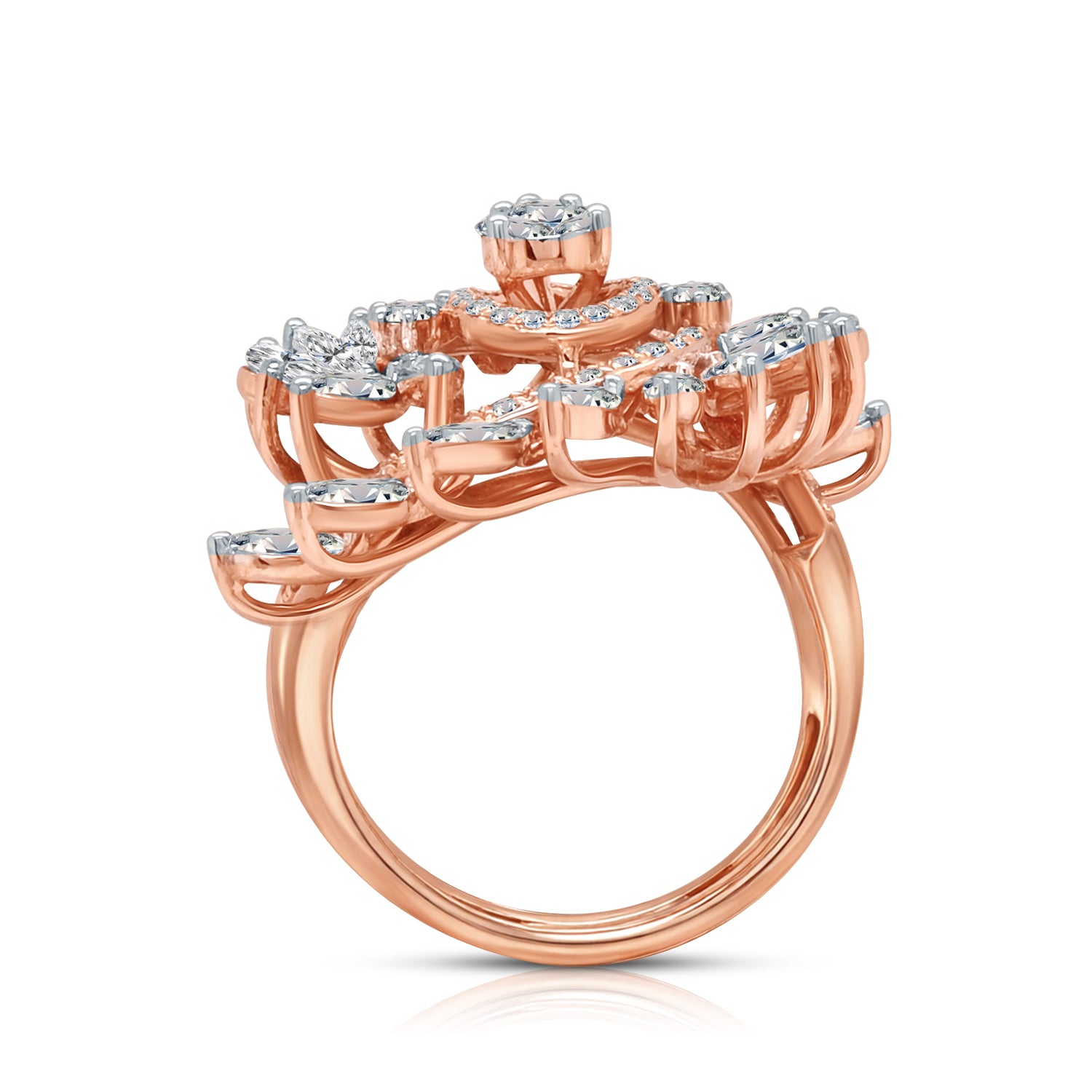 Spring Diamond Ring Petal Inspired Diamond Ring in 14kt Rose Gold - Spring Elegance ...