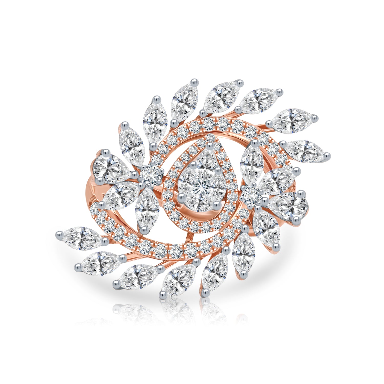Spring Diamond Ring Petal Inspired Diamond Ring in 14kt Rose Gold - Spring Elegance ...