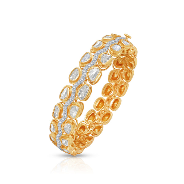 Golden Thread Polki Diamond Bangle