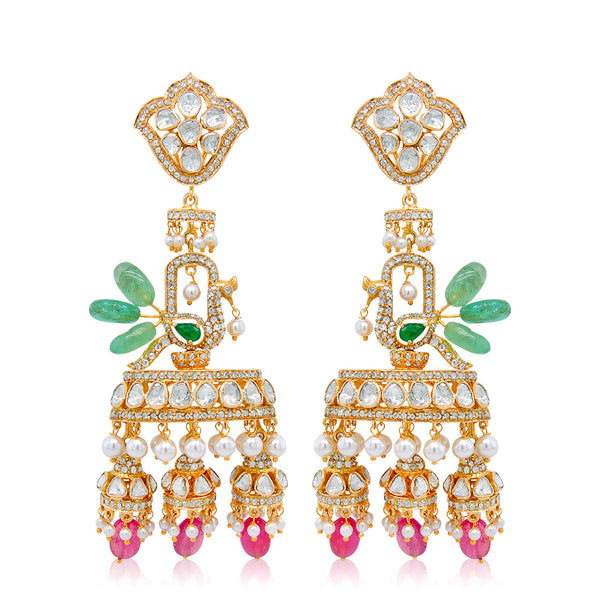 Graceful Glow Diamond Polki Long Earrings