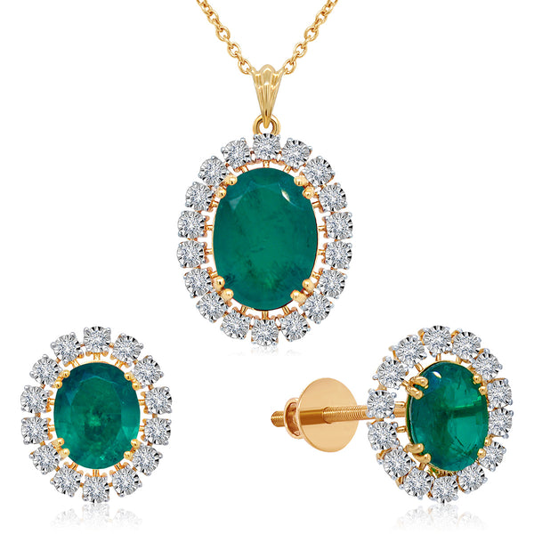 Graceful Green Diamond Pendant Set