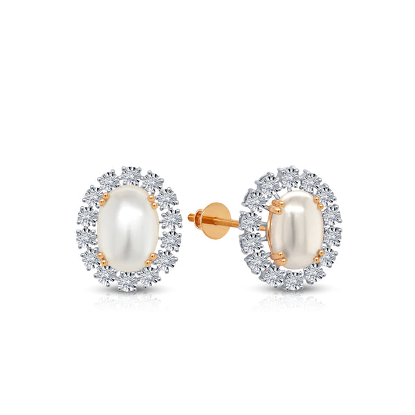 Majestic Pearl Diamond Studs