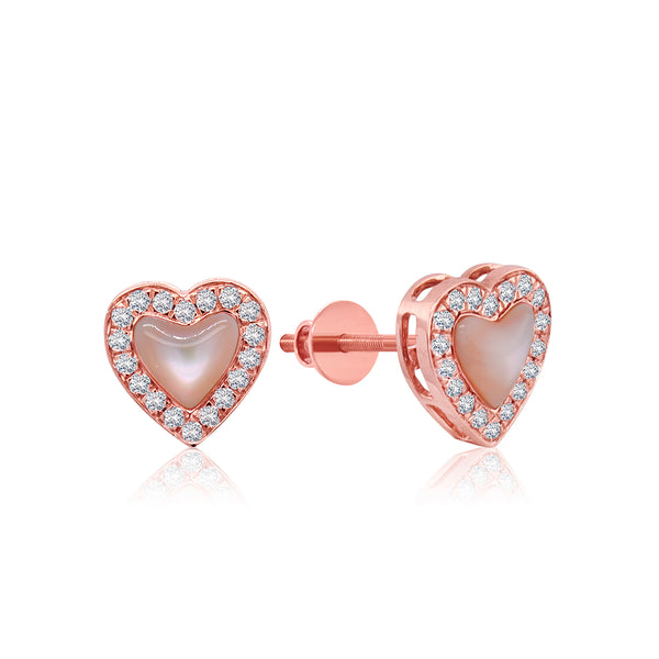 Twinkling Heart Diamond Stud Earrings