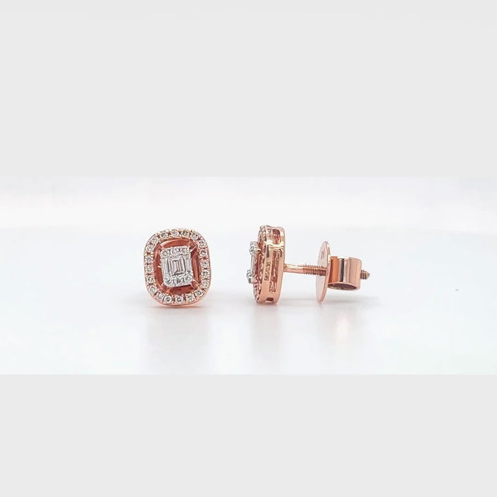 Buy Gleaming Rose Gold Diamond Earrings Online | ORRA