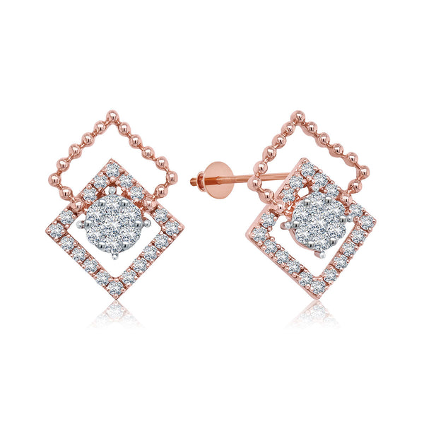 Double Square Diamond Earrings