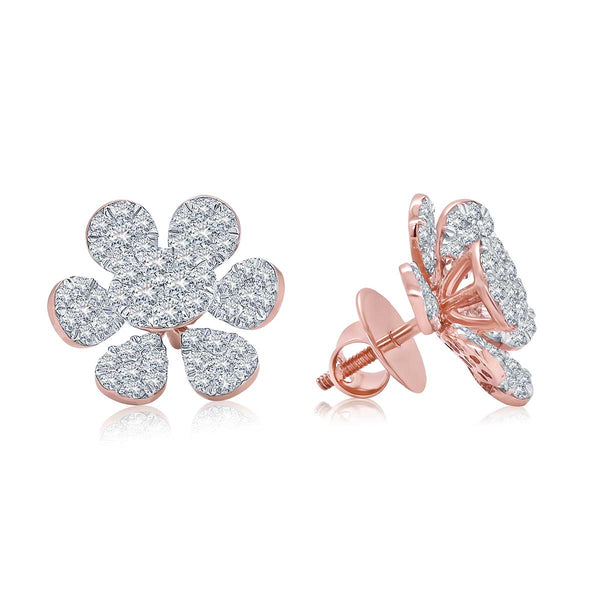 Flashy Flower Diamond Earrings