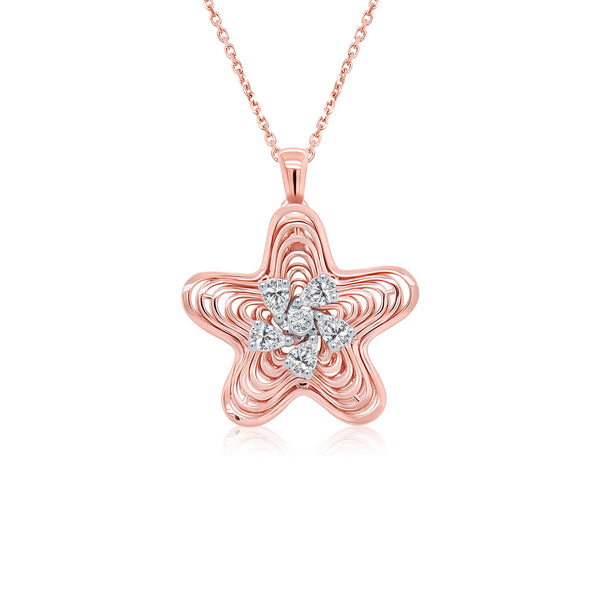 Flower In Star Diamond Pendant