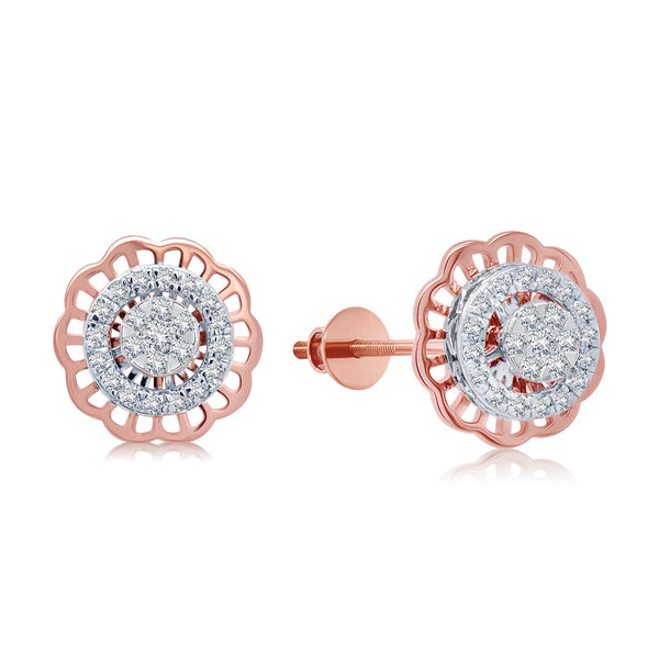 Glam Dual Tone Diamond Stud Earrings