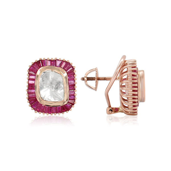 Ruby & Polki Diamond Studs