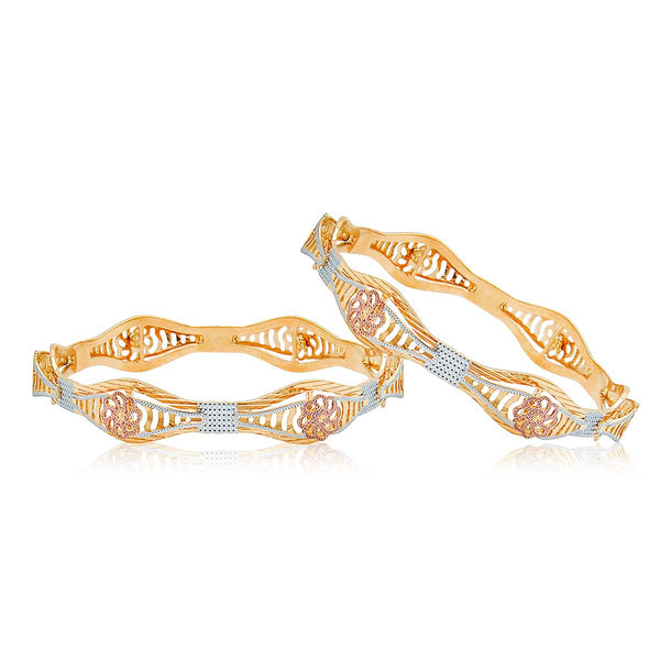 Sophisticated Wavy Gold Bangles