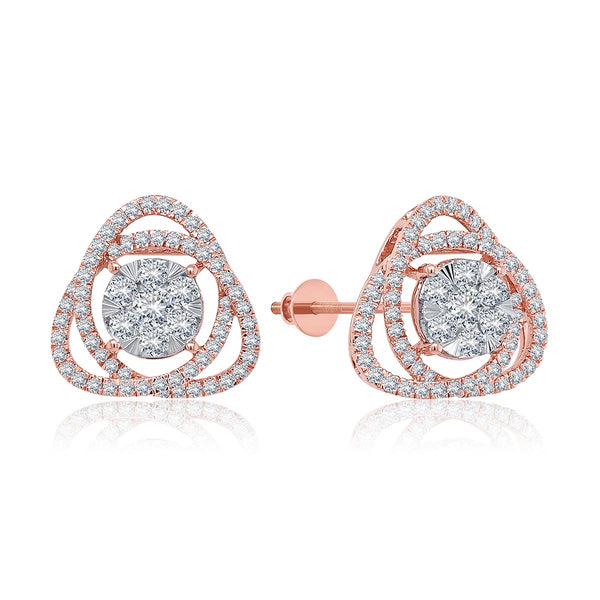 Swirled Cluster Diamond Stud Earrings