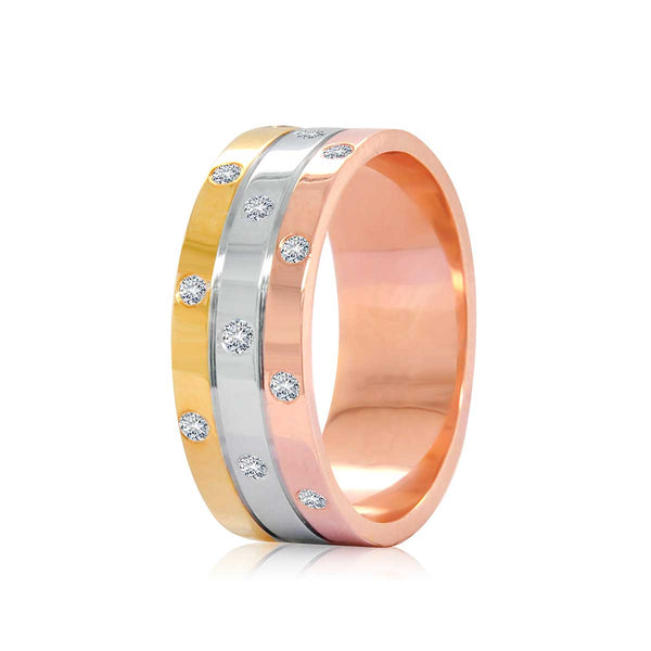 Tri Colour Statement Diamond Band