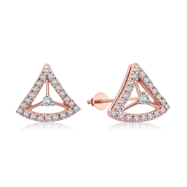 Trigonal Diamond Stud Earrings