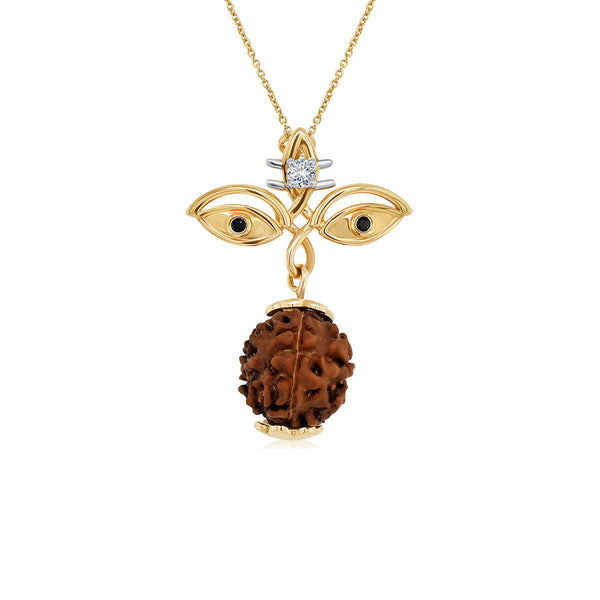 Trilochana Rudraksha Diamond Pendant