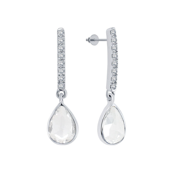 White Drop Diamond Earrings
